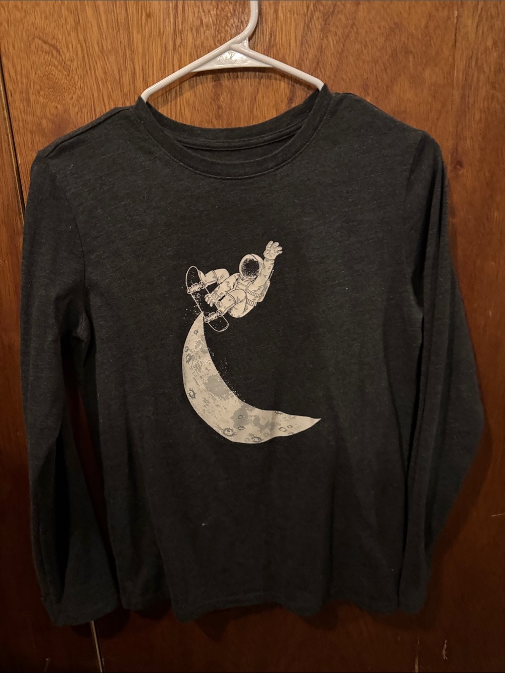 Cat & Jack Black Long Sleeve Tee with White Astronaut and Moon Graphic